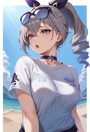 star rail,silver wolf,running shirt,shorts,sneakers  - AI generated anime art